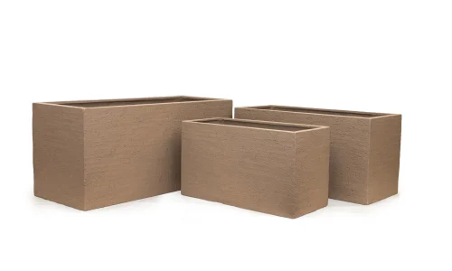 Floreira retangular XL castanho suave